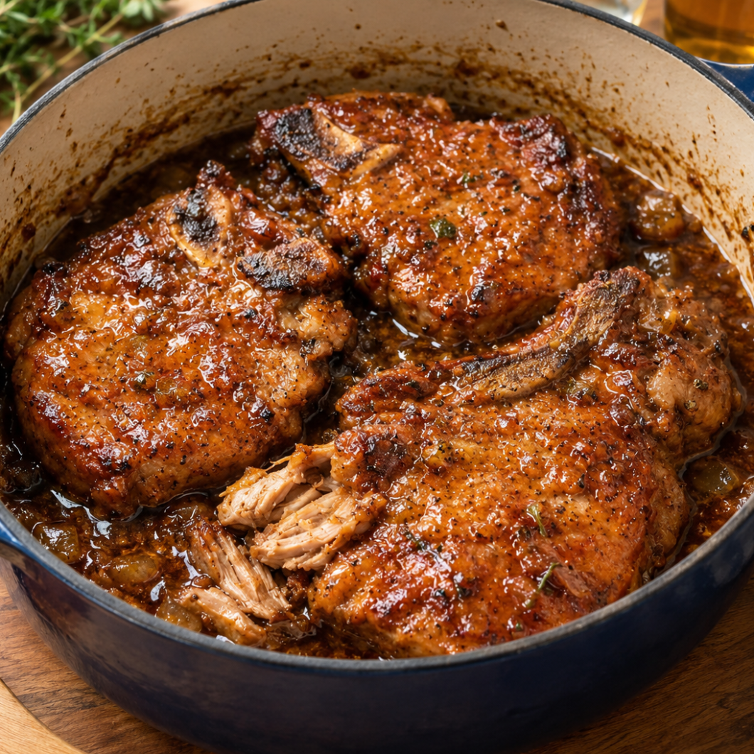 Beer-Braised Pork Chops